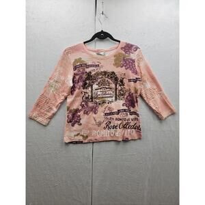 Nicole Miller Rosé Colledoro 3/4 Sleeves Top, Sz M